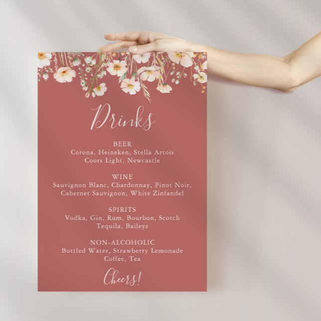Poster Símbolo Clássico Blush Wildflower Drinks Menu (Criador carregado)