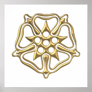 Poster Símbolo cor-de-rosa "3-D" dourado