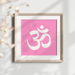 Poster Símbolo cor-de-rosa e branco do OM