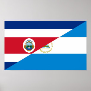 Poster símbolo da bandeira de Costa-Rica Nicarágua meio