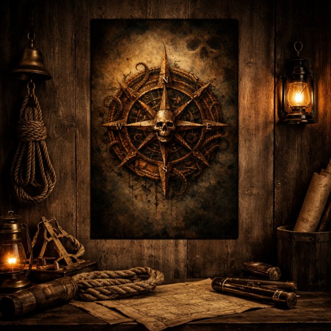 Poster Símbolo da Bússola Amaldiçoada Pirata (Criador carregado)