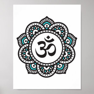 Poster Símbolo da Flor de Lótus Om Yoga Espiritual Budism