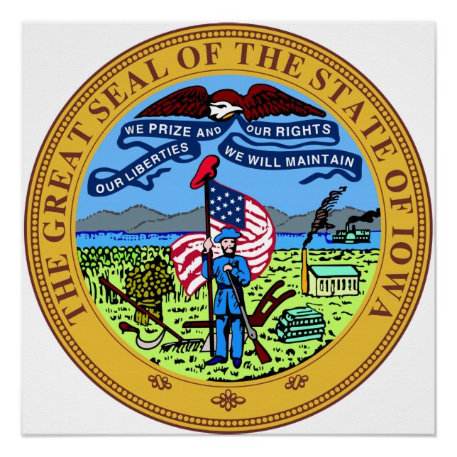 Pôster Símbolo da república da américa do estado de Iowa (Frente)