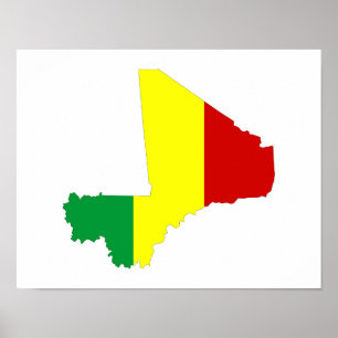 Pôster símbolo da silhueta da forma do mapa da bandeira