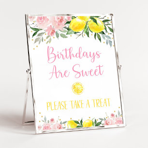 Poster Símbolo de Ameaças Florais de Limonada Rosa
