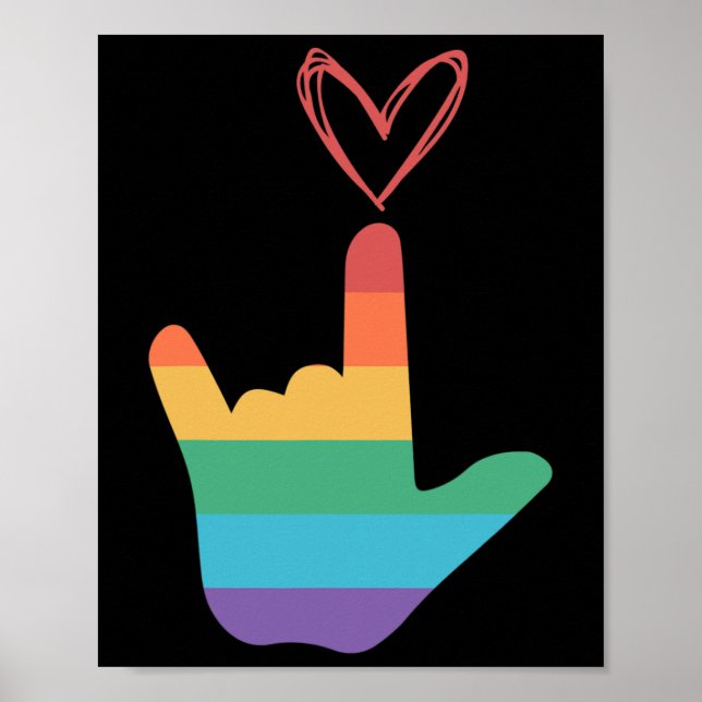 Poster Símbolo de Amor Arco-íris ASL Surdo (Frente)