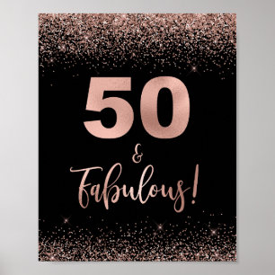 Poster Símbolo de aniversário 50 e fabuloso Rosa de Con