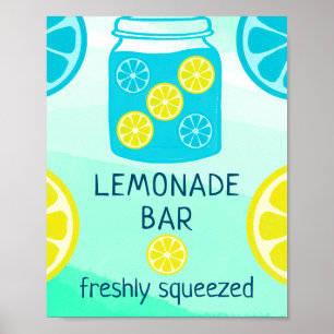 Poster Símbolo de Aniversário do Bar de Limonada Azul