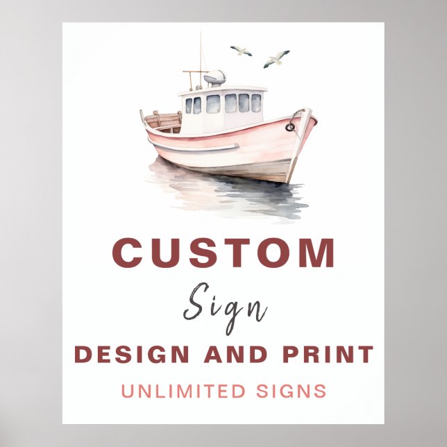 Poster Símbolo de Aniversário Personalizado do Barco Edit (Frente)