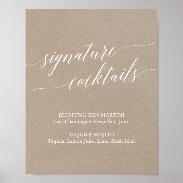 Poster Símbolo de Assinatura Kraft Calliografia Elegante (Frente)