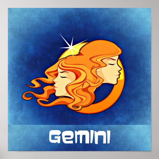 Pôster Símbolo de Astrologia Gemini Zodiac (Frente)