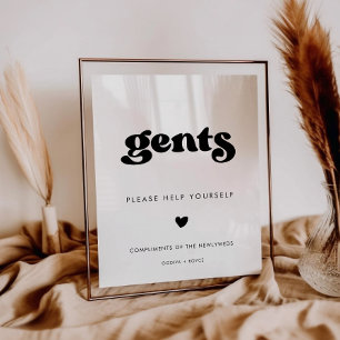 Poster Símbolo de Banhroom de Gents Pretos e Brancos na m