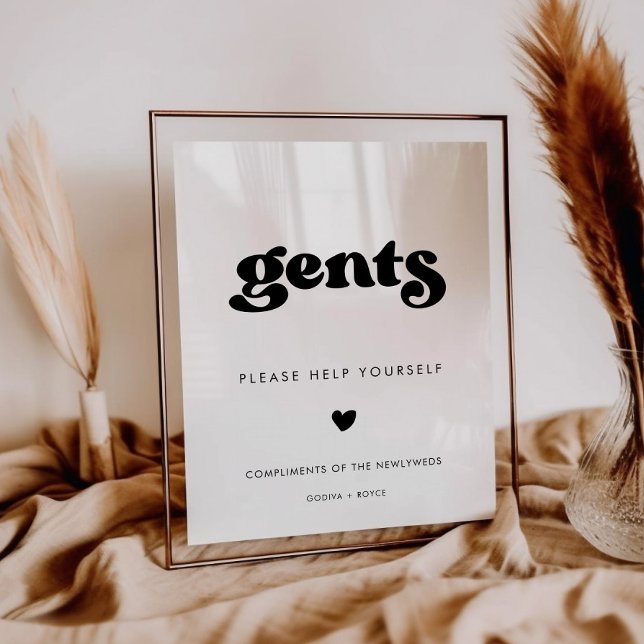 Poster Símbolo de Banhroom de Gents Pretos e Brancos na m (Criador carregado)