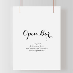 Poster Símbolo de Bar Aberto de Casamento da Caligrafia