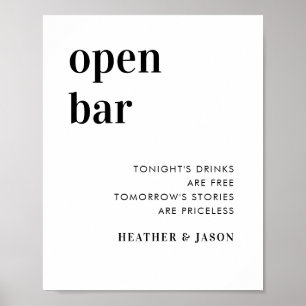 Poster Símbolo de Bar Aberto de Casamento Negrito Minimal