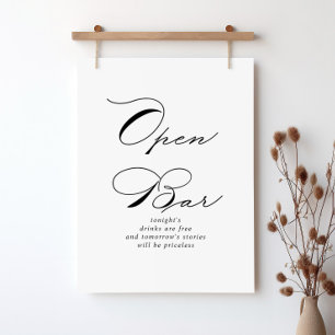 Poster Símbolo de Bar Aberto para Casamento Moderno Eleg