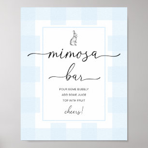 Poster Símbolo de Bar Bunny Rabbit Blue Gingham Mimosa