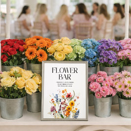 Poster Símbolo de Bar da Flor do Chá de fraldas de Flores