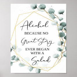 Poster Símbolo de Bar de Álcool Engraçado Eucalyptus