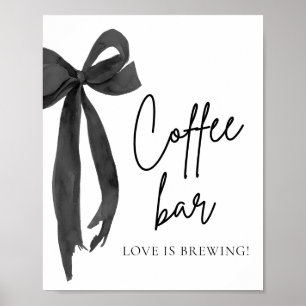 Poster Símbolo de Bar de Café Arco Preto Moderno com Aqua