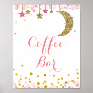 Poster Símbolo de Bar de café com cor rosa dourado
