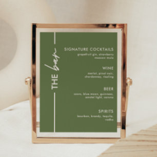 Poster Símbolo de Bar de Casamento Verde-Azul Moderno