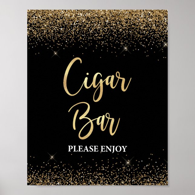 Poster Símbolo de Bar de Cigarro Confetti Preto e Dourado (Frente)