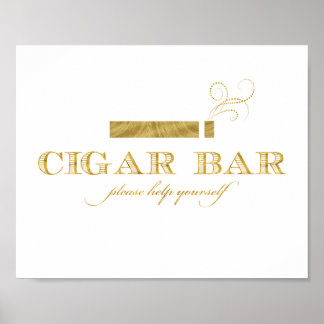 Pôster Símbolo de Bar de Cigarro - Faux Gold Foil Shimmer