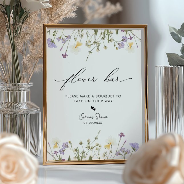 Poster Símbolo de Bar de Flores Selvagens Elegante (Criador carregado)