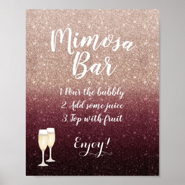 Poster Símbolo de Bar Glitter Mimosa Dourado da Moderna B (Frente)