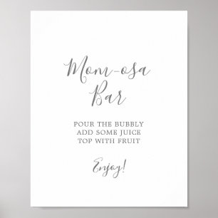 Poster Símbolo de Bar Mãe-Oosa Chá de fraldas de Prata