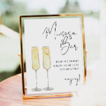 Poster Símbolo de Bar Mimosa Bridal Minimalista Moderna A<br><div class="desc">Este bar mimosa apresenta duas mimosas estilhaçadas,  uma fonte manuscrita e uma design minimalista moderna. Altere facilmente a fonte e a cor de fundo para corresponder ao seu evento. Isto é perfeito para um casamento,  chá,  chá de panela,  festa de noivado ou qualquer outro evento especial.</div>