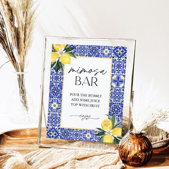 Poster Símbolo de Bar Mimosa - Chá de panela Azul Italian (Criador carregado)