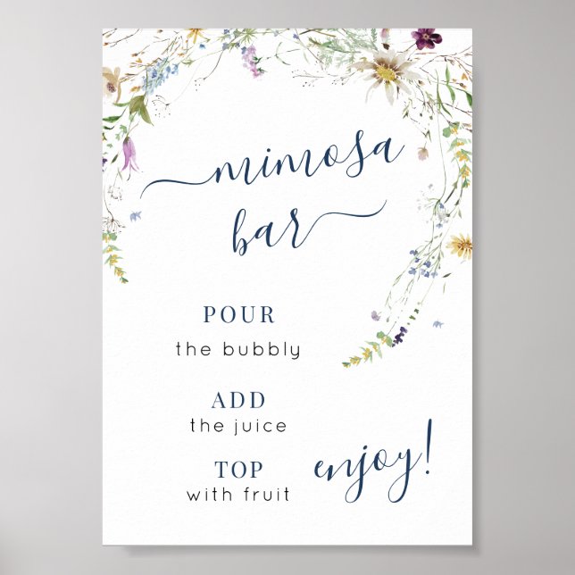 Poster Símbolo de Bar Mimosa de Manuscrito de flor selvag (Frente)