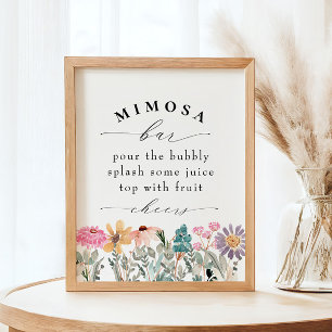 Poster Símbolo de Bar Mimosa do Chá de panela de flor sel
