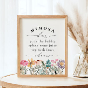 Poster Símbolo de Bar Mimosa do Chá de panela de flor sel