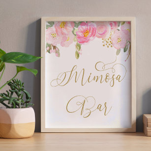 Poster Símbolo de Bar Mimosa, Dourado, cor-de-rosa