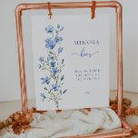 Poster Símbolo de Bar Mimosa Floral Bridal Azul Elegante<br><div class="desc">Símbolo de Bar Bridal Mimosa Azul Dusty</div>