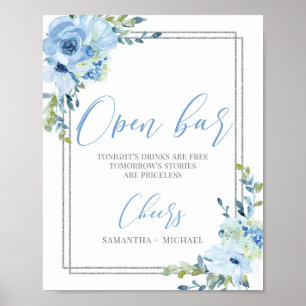 Poster Símbolo de bar verde-prateado, azul Dustu, pratead