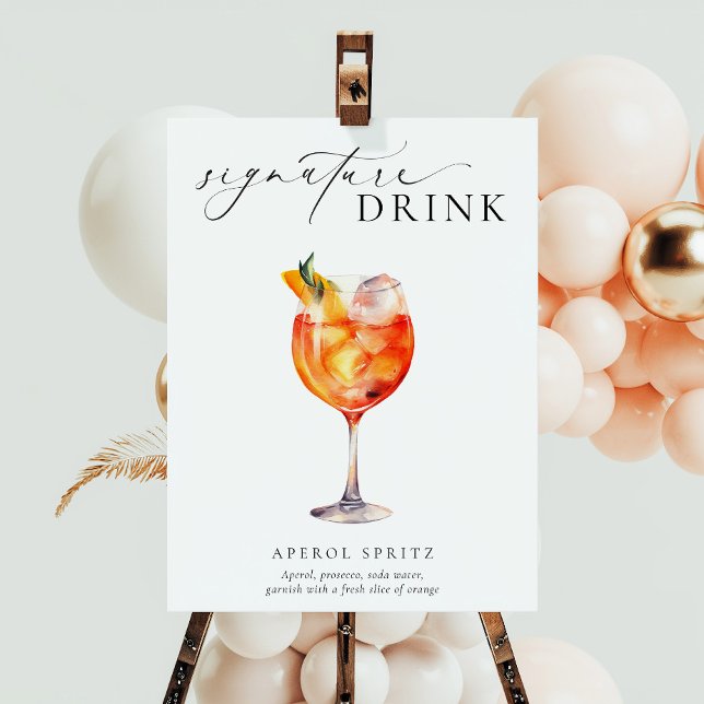 Poster Símbolo de Bebida de Assinatura Mínima Moderna (Criador carregado)