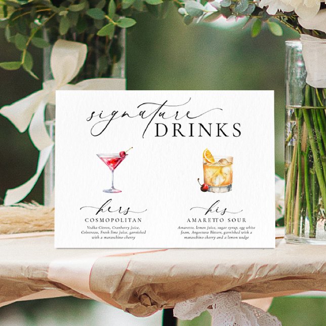 Poster Símbolo de bebidas de assinatura mínima moderna El (Criador carregado)