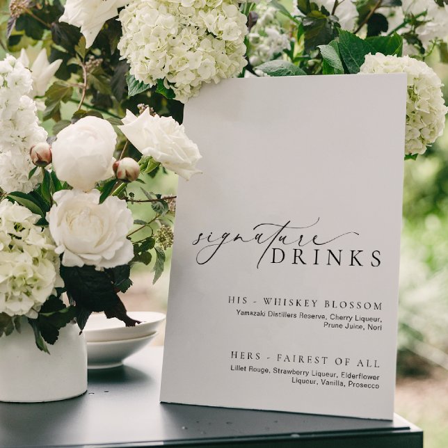 Poster Símbolo de bebidas de assinatura mínima moderna El (Criador carregado)