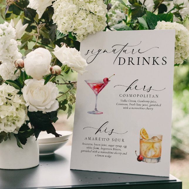 Poster Símbolo de bebidas de assinatura mínima moderna El (Criador carregado)