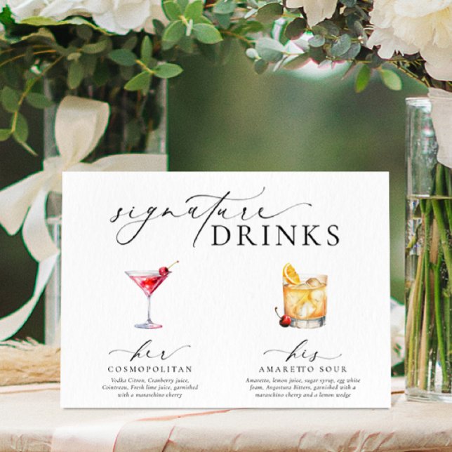 Poster Símbolo de bebidas de assinatura mínima moderna El (Signature Drinks Sign Ellesmere White)