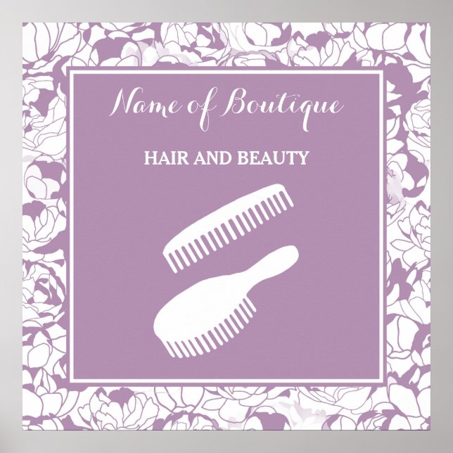 Pôster Símbolo de Beleza Floral Roxal Moderna (Frente)