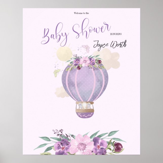 Poster Símbolo de boas-vindas ao balão de ar quente elefa (Frente)