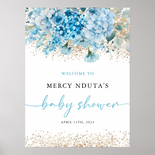 Poster Símbolo de boas-vindas ao Chá de fraldas Floral Do (Frente)