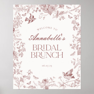 Poster Símbolo de boas-vindas Burgundy Toile Floral Brida