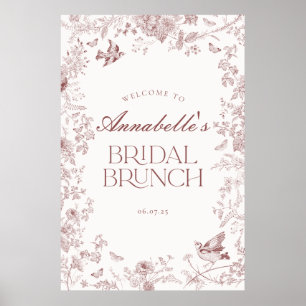 Poster Símbolo de boas-vindas Burgundy Toile Floral Brida