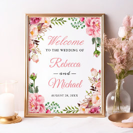 Poster Símbolo de Boas-vindas Clássico Blush Floral Cor-d